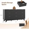 image:imageVINGLI Fluted Dresser for Bedroom 6 Drawer Dresser wRounded Edges Mid Century Modern Dressers Natural Wood Color 468 W156 D31 HBlack