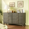 image:imageVINGLI Fluted Dresser for Bedroom 6 Drawer Dresser wRounded Edges Mid Century Modern Dressers Natural Wood Color 468 W156 D31 HGrey