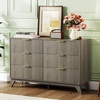 image:imageVINGLI Fluted Dresser for Bedroom 6 Drawer Dresser wRounded Edges Mid Century Modern Dressers Natural Wood Color 468 W156 D31 HGrey