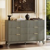 image:imageVINGLI Fluted Dresser for Bedroom 6 Drawer Dresser wRounded Edges Mid Century Modern Dressers Natural Wood Color 468 W156 D31 HGrey
