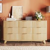 image:imageVINGLI Fluted Dresser for Bedroom 6 Drawer Dresser wRounded Edges Mid Century Modern Dressers Natural Wood Color 468 W156 D31 HOak