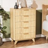 image:imageVINGLI Fluted Dresser for Bedroom 6 Drawer Dresser wRounded Edges Mid Century Modern Dressers Natural Wood Color 468 W156 D31 HOak