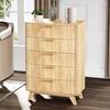 image:imageVINGLI Fluted Dresser for Bedroom 6 Drawer Dresser wRounded Edges Mid Century Modern Dressers Natural Wood Color 468 W156 D31 HOak