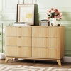 image:imageVINGLI Fluted Dresser for Bedroom 6 Drawer Dresser wRounded Edges Mid Century Modern Dressers Natural Wood Color 468 W156 D31 HOak