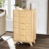 image:imageVINGLI Fluted Dresser for Bedroom 6 Drawer Dresser wRounded Edges Mid Century Modern Dressers Natural Wood Color 468 W156 D31 HOak