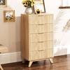 image:imageVINGLI Fluted Dresser for Bedroom 6 Drawer Dresser wRounded Edges Mid Century Modern Dressers Natural Wood Color 468 W156 D31 HOak