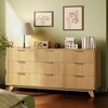 image:imageVINGLI Fluted Dresser for Bedroom 6 Drawer Dresser wRounded Edges Mid Century Modern Dressers Natural Wood Color 468 W156 D31 HOak