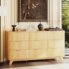 image:imageVINGLI Fluted Dresser for Bedroom 6 Drawer Dresser wRounded Edges Mid Century Modern Dressers Natural Wood Color 468 W156 D31 HOak