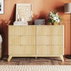 image:imageVINGLI Fluted Dresser for Bedroom 6 Drawer Dresser wRounded Edges Mid Century Modern Dressers Natural Wood Color 468 W156 D31 HOak