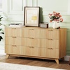 image:imageVINGLI Fluted Dresser for Bedroom 6 Drawer Dresser wRounded Edges Mid Century Modern Dressers Natural Wood Color 468 W156 D31 HOak