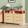 image:imageVINGLI Fluted Dresser for Bedroom 6 Drawer Dresser wRounded Edges Mid Century Modern Dressers Natural Wood Color 468 W156 D31 HOak
