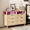 image:imageVINGLI Fluted Dresser for Bedroom 6 Drawer Dresser wRounded Edges Mid Century Modern Dressers Natural Wood Color 468 W156 D31 HOak