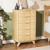 image:imageVINGLI Fluted Dresser for Bedroom 6 Drawer Dresser wRounded Edges Mid Century Modern Dressers Natural Wood Color 468 W156 D31 HOak