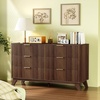 image:imageVINGLI Fluted Dresser for Bedroom 6 Drawer Dresser wRounded Edges Mid Century Modern Dressers Natural Wood Color 468 W156 D31 HWalnut