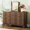 image:imageVINGLI Fluted Dresser for Bedroom 6 Drawer Dresser wRounded Edges Mid Century Modern Dressers Natural Wood Color 468 W156 D31 HWalnut