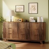 image:imageVINGLI Fluted Dresser for Bedroom 6 Drawer Dresser wRounded Edges Mid Century Modern Dressers Natural Wood Color 468 W156 D31 HWalnut