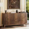 image:imageVINGLI Fluted Dresser for Bedroom 6 Drawer Dresser wRounded Edges Mid Century Modern Dressers Natural Wood Color 468 W156 D31 HWalnut