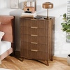 image:imageVINGLI Fluted Dresser for Bedroom 6 Drawer Dresser wRounded Edges Mid Century Modern Dressers Natural Wood Color 468 W156 D31 HWalnut