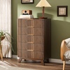 image:imageVINGLI Fluted Dresser for Bedroom 6 Drawer Dresser wRounded Edges Mid Century Modern Dressers Natural Wood Color 468 W156 D31 HWalnut