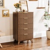 image:imageVINGLI Fluted Dresser for Bedroom 6 Drawer Dresser wRounded Edges Mid Century Modern Dressers Natural Wood Color 468 W156 D31 HWalnut