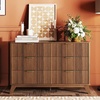 image:imageVINGLI Fluted Dresser for Bedroom 6 Drawer Dresser wRounded Edges Mid Century Modern Dressers Natural Wood Color 468 W156 D31 HWalnut