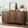 image:imageVINGLI Fluted Dresser for Bedroom 6 Drawer Dresser wRounded Edges Mid Century Modern Dressers Natural Wood Color 468 W156 D31 HWalnut