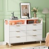 image:imageVINGLI Fluted Dresser for Bedroom 6 Drawer Dresser wRounded Edges Mid Century Modern Dressers Natural Wood Color 468 W156 D31 HWhite