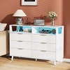 image:imageVINGLI Fluted Dresser for Bedroom 6 Drawer Dresser wRounded Edges Mid Century Modern Dressers Natural Wood Color 468 W156 D31 HWhite