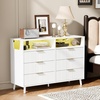 image:imageVINGLI Fluted Dresser for Bedroom 6 Drawer Dresser wRounded Edges Mid Century Modern Dressers Natural Wood Color 468 W156 D31 HWhite