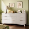 image:imageVINGLI Fluted Dresser for Bedroom 6 Drawer Dresser wRounded Edges Mid Century Modern Dressers Natural Wood Color 468 W156 D31 HWhite