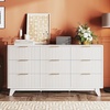 image:imageVINGLI Fluted Dresser for Bedroom 6 Drawer Dresser wRounded Edges Mid Century Modern Dressers Natural Wood Color 468 W156 D31 HWhite