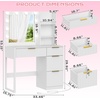 image:imageVINGLI Fluted Makeup Vanity Desk with Mirror amp Lights amp Power Outlet Small Vanity Table w 7 Drawers amp 4 Storage ShelvesOak Modern Dressing Table Set Charging Station for BedroomWhite