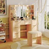 image:imageVINGLI Fluted Makeup Vanity Desk with Mirror amp Lights amp Power Outlet Small Vanity Table w 7 Drawers amp 4 Storage ShelvesOak Modern Dressing Table Set Charging Station for BedroomOak