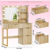 image:imageVINGLI Fluted Makeup Vanity Desk with Mirror amp Lights amp Power Outlet Small Vanity Table w 7 Drawers amp 4 Storage ShelvesOak Modern Dressing Table Set Charging Station for BedroomOak