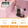 image:imageVINGLI Fluted Makeup Vanity Desk with Mirror amp Lights amp Power Outlet Small Vanity Table w 7 Drawers amp 4 Storage ShelvesOak Modern Dressing Table Set Charging Station for BedroomPink