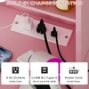 image:imageVINGLI Fluted Makeup Vanity Desk with Mirror amp Lights amp Power Outlet Small Vanity Table w 7 Drawers amp 4 Storage ShelvesOak Modern Dressing Table Set Charging Station for BedroomPink