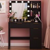image:imageVINGLI Fluted Makeup Vanity Desk with Mirror amp Lights amp Power Outlet Small Vanity Table w 7 Drawers amp 4 Storage ShelvesOak Modern Dressing Table Set Charging Station for BedroomBlack