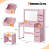 image:imageVINGLI Fluted Makeup Vanity Desk with Mirror amp Lights amp Power Outlet Small Vanity Table w 7 Drawers amp 4 Storage ShelvesOak Modern Dressing Table Set Charging Station for BedroomPink