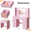 image:imageVINGLI Fluted Makeup Vanity Desk with Mirror amp Lights amp Power Outlet Small Vanity Table w 7 Drawers amp 4 Storage ShelvesOak Modern Dressing Table Set Charging Station for BedroomPink