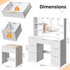 image:imageVINGLI Fluted Makeup Vanity Desk with Mirror amp Lights amp Power Outlet Small Vanity Table w 7 Drawers amp 4 Storage ShelvesOak Modern Dressing Table Set Charging Station for BedroomWhite