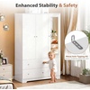 image:imageVINGLI Fluted Wardrobe Closet Armoire with Doors And Drawers White Wardrobe Cabinet with Hanging Rack Bedroom Closet Wood Free Standing Armoire with Shelf and Solid Wood Legs 315W197D693HWhite