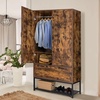 image:imageVINGLI Fluted Wardrobe Closet Armoire with Doors And Drawers White Wardrobe Cabinet with Hanging Rack Bedroom Closet Wood Free Standing Armoire with Shelf and Solid Wood Legs 315W197D693HRustic Brown