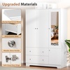 image:imageVINGLI Fluted Wardrobe Closet Armoire with Doors And Drawers White Wardrobe Cabinet with Hanging Rack Bedroom Closet Wood Free Standing Armoire with Shelf and Solid Wood Legs 315W197D693HWhite
