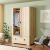 image:imageVINGLI Fluted Wardrobe Closet Armoire with Doors And Drawers White Wardrobe Cabinet with Hanging Rack Bedroom Closet Wood Free Standing Armoire with Shelf and Solid Wood Legs 315W197D693HOak