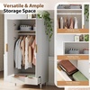 image:imageVINGLI Fluted Wardrobe Closet Armoire with Doors And Drawers White Wardrobe Cabinet with Hanging Rack Bedroom Closet Wood Free Standing Armoire with Shelf and Solid Wood Legs 315W197D693HWhite