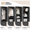 image:imageVINGLI Fluted Wardrobe Closet Armoire with Doors And Drawers White Wardrobe Cabinet with Hanging Rack Bedroom Closet Wood Free Standing Armoire with Shelf and Solid Wood Legs 315W197D693HBlack