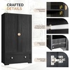 image:imageVINGLI Fluted Wardrobe Closet Armoire with Doors And Drawers White Wardrobe Cabinet with Hanging Rack Bedroom Closet Wood Free Standing Armoire with Shelf and Solid Wood Legs 315W197D693HBlack