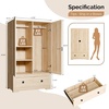 image:imageVINGLI Fluted Wardrobe Closet Armoire with Doors And Drawers White Wardrobe Cabinet with Hanging Rack Bedroom Closet Wood Free Standing Armoire with Shelf and Solid Wood Legs 315W197D693HOak