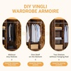 image:imageVINGLI Fluted Wardrobe Closet Armoire with Doors And Drawers White Wardrobe Cabinet with Hanging Rack Bedroom Closet Wood Free Standing Armoire with Shelf and Solid Wood Legs 315W197D693HRustic Brown