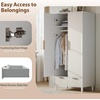 image:imageVINGLI Fluted Wardrobe Closet Armoire with Doors And Drawers White Wardrobe Cabinet with Hanging Rack Bedroom Closet Wood Free Standing Armoire with Shelf and Solid Wood Legs 315W197D693HWhite
